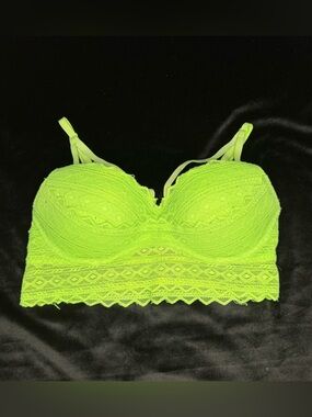 Victoria's Secret Bright Lime Lace Longline Bralette